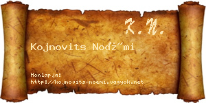 Kojnovits Noémi névjegykártya